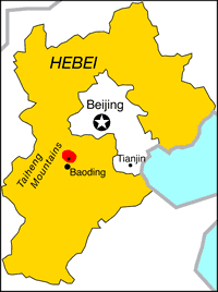 map of Hebei province in northeast China