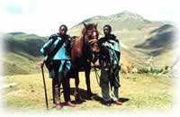 men and horse in lesotho