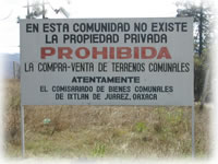 Sign about communal property, Mexico