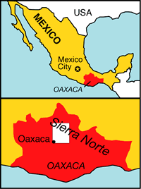 map of area around Oaxaca, Mexico