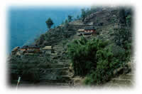 village on mountainside in Nepal