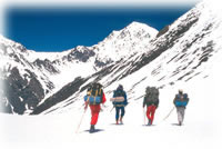 trekkers on a mountain in Shimshal, Pakistan