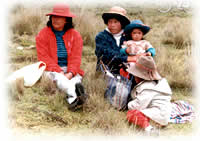 group of women and children in Peru